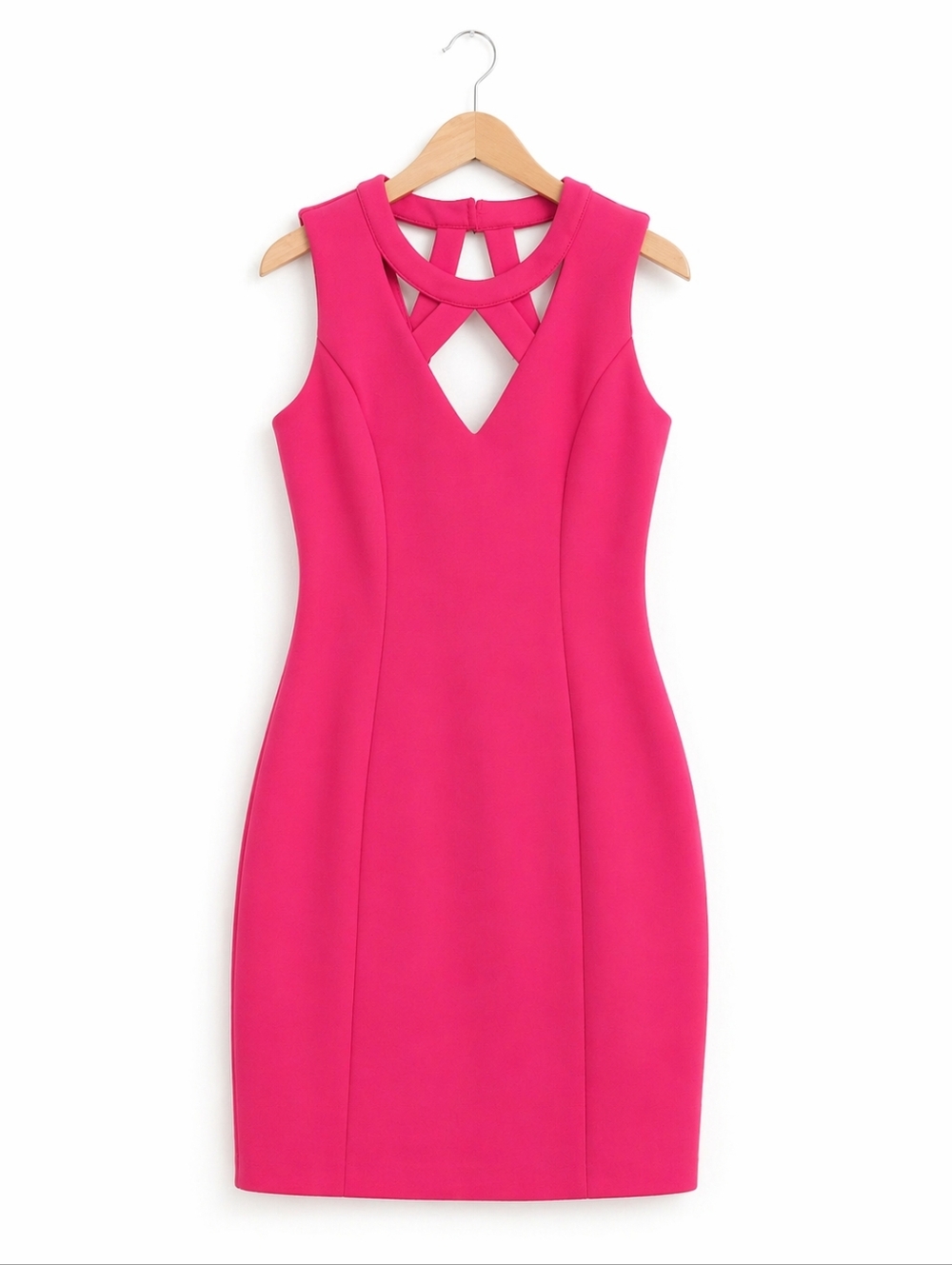 Guess Fuchsia Sleeveless Mini Dress with Geometric Cutout